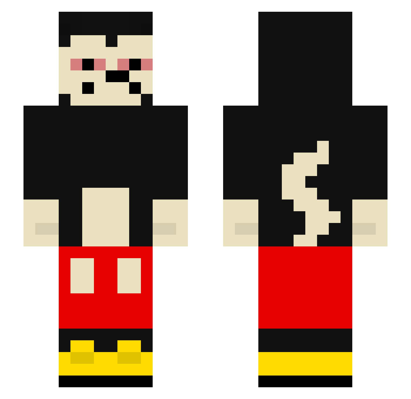 Criptiri Minecraft skin, front and back view