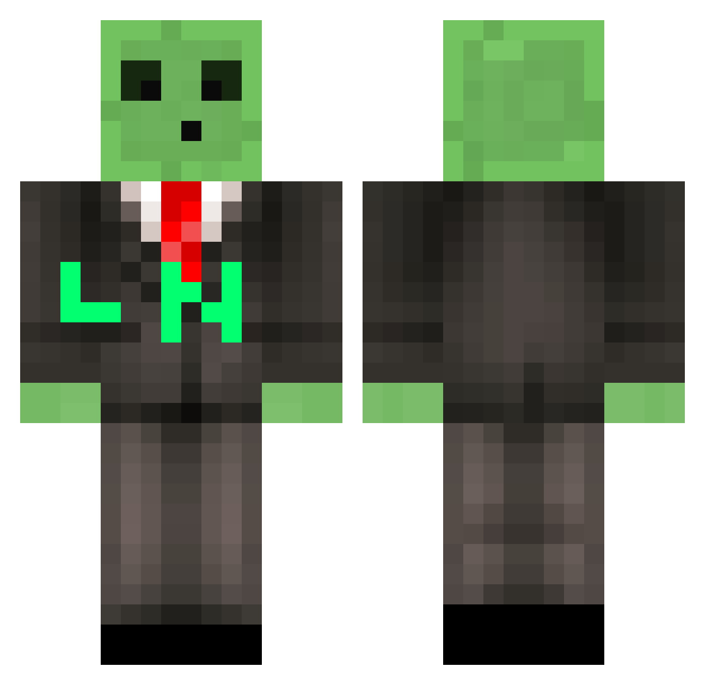 grenslime Minecraft skin, front and back view