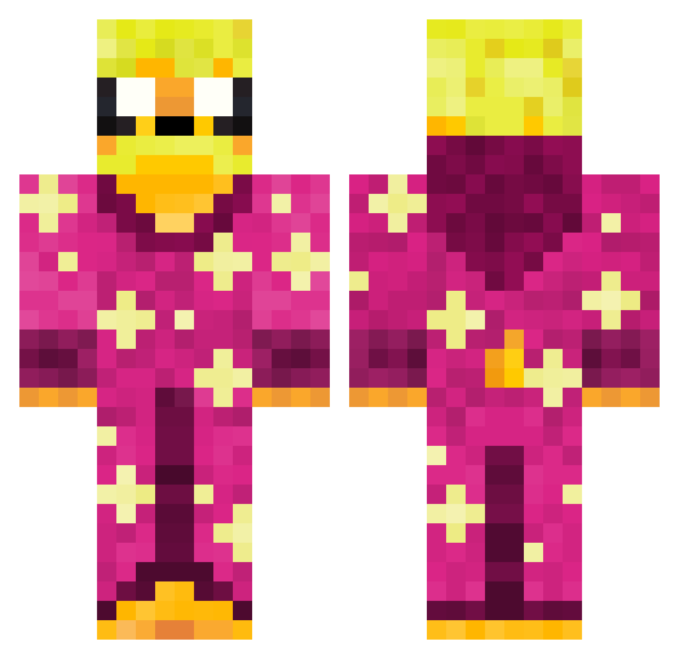 Caesh0 Minecraft skin, front and back view