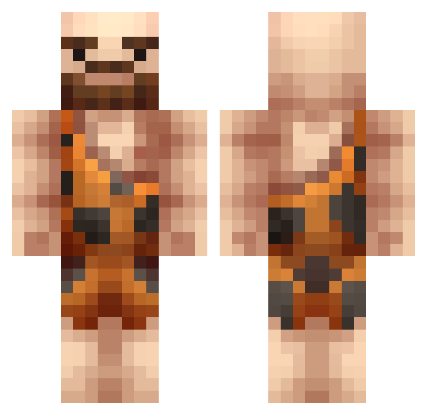 PikselYT Minecraft skin, front and back view