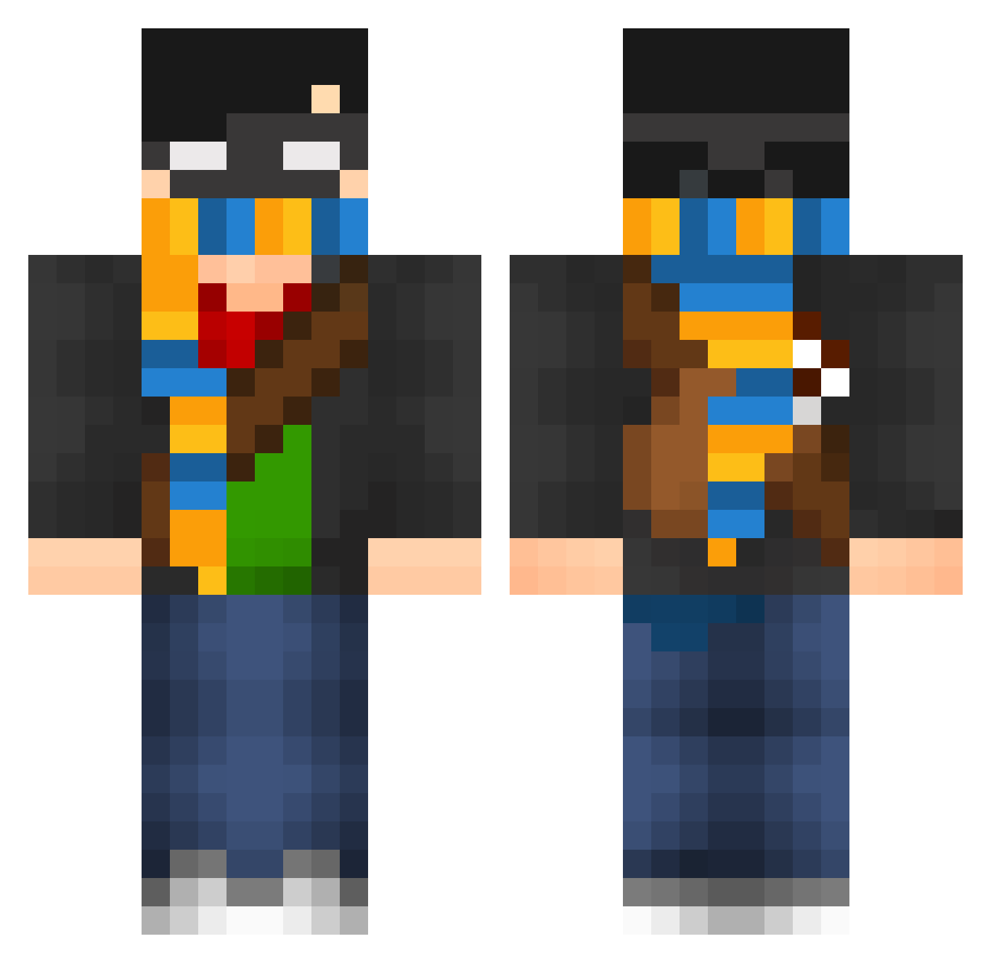 Ruandws Minecraft skin, front and back view