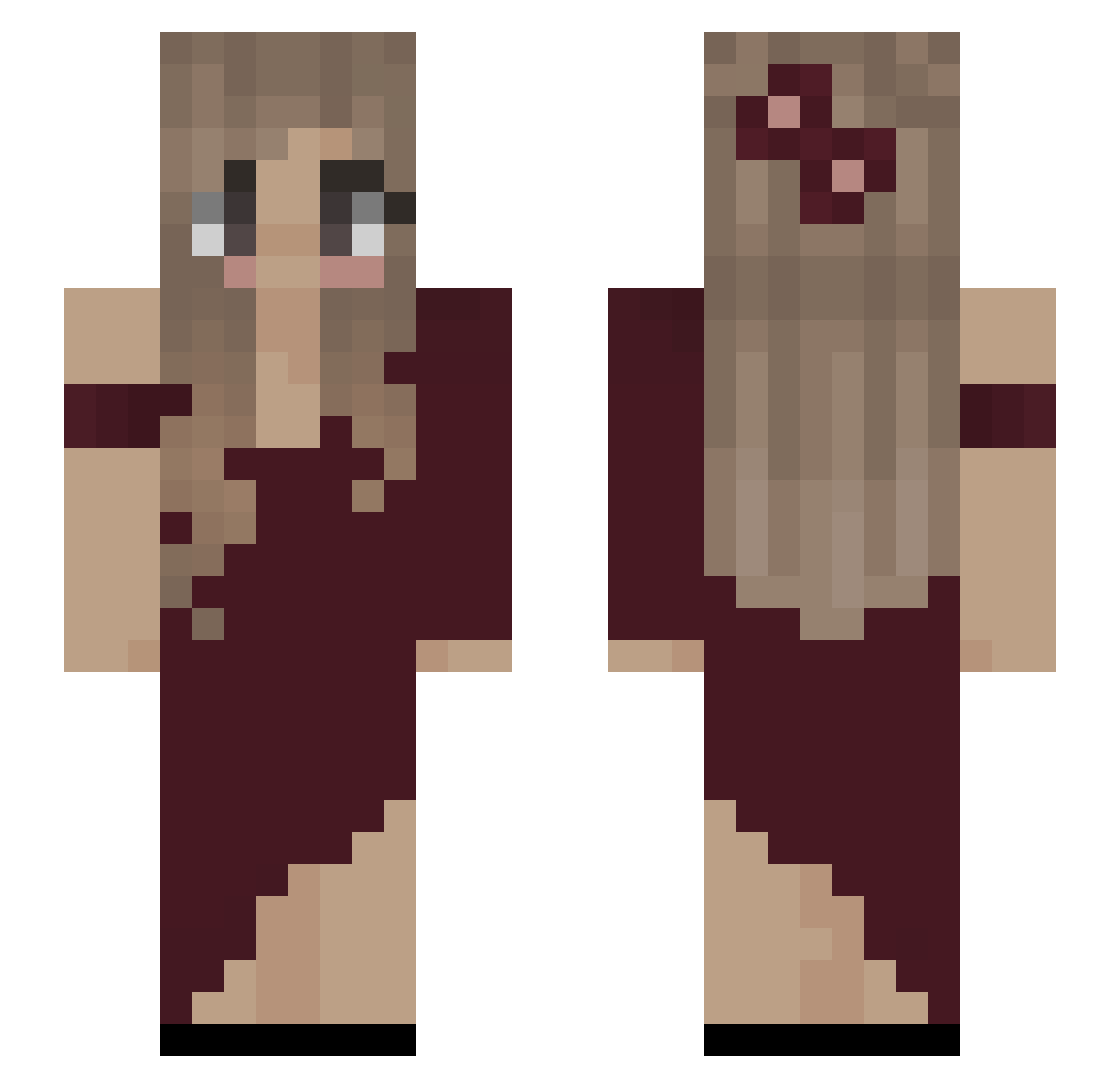 Patrymr Minecraft skin, front and back view