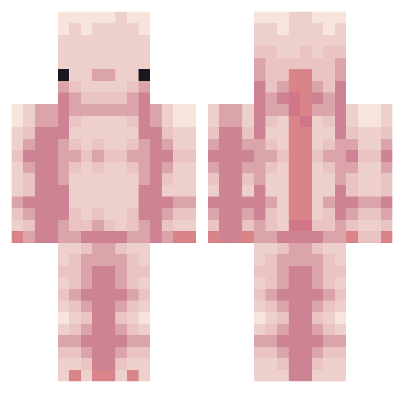 BrokenAero Minecraft skin, front and back view