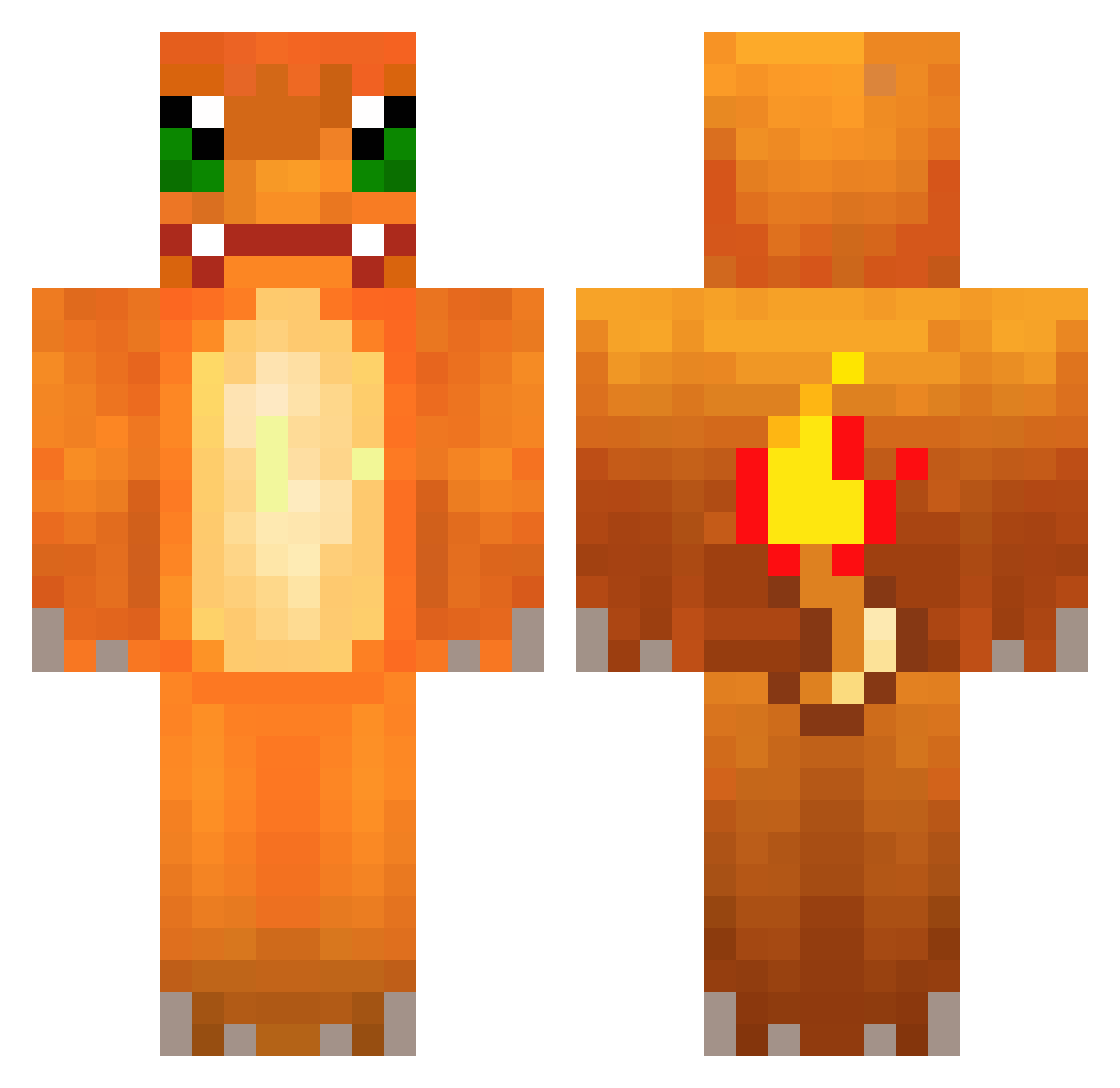 OneMinutePls Minecraft skin, front and back view
