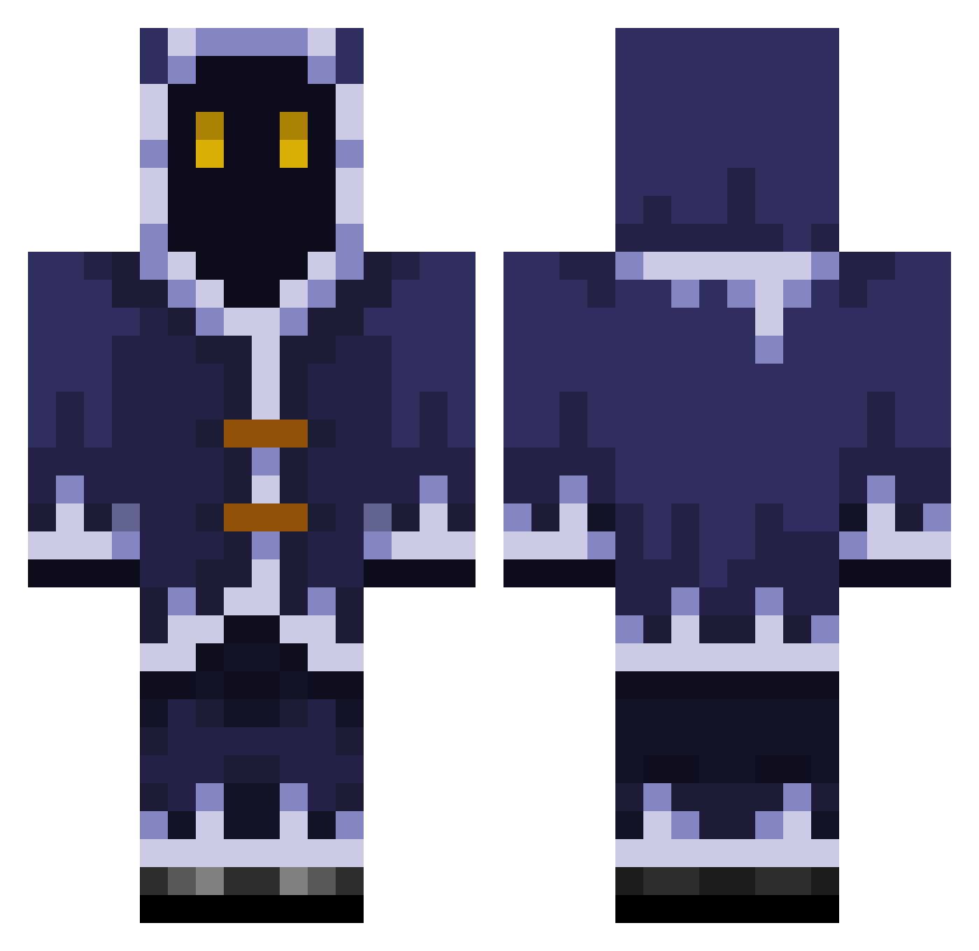 Psych0 Minecraft skin, front and back view