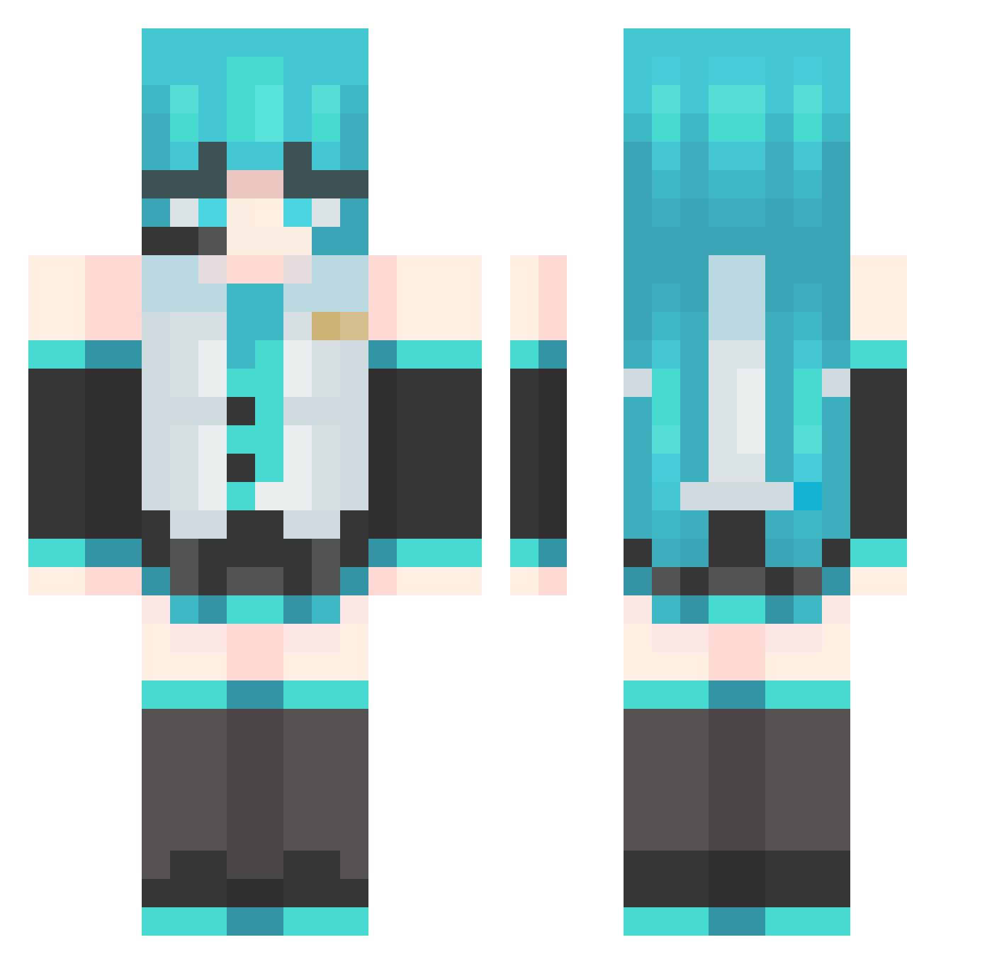 Festola Minecraft skin, front and back view