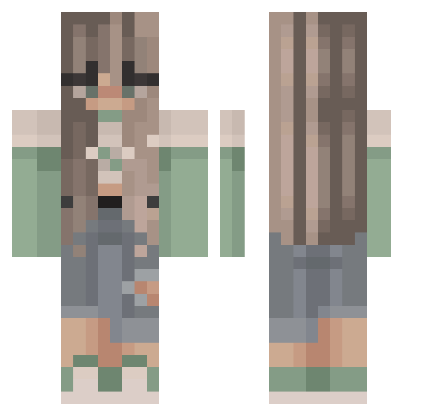 Smexay Minecraft skin, front and back view