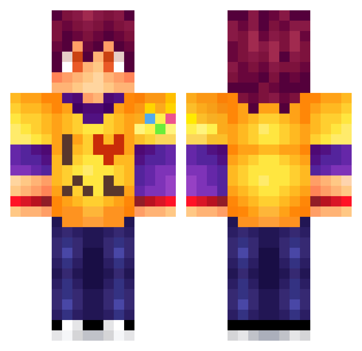 weile Minecraft skin, front and back view