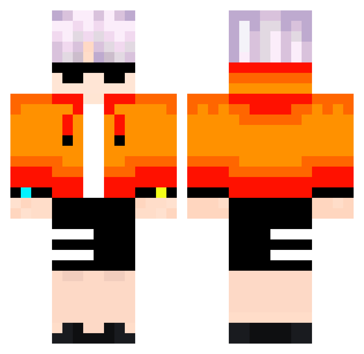 Pluemzzz Minecraft skin, front and back view