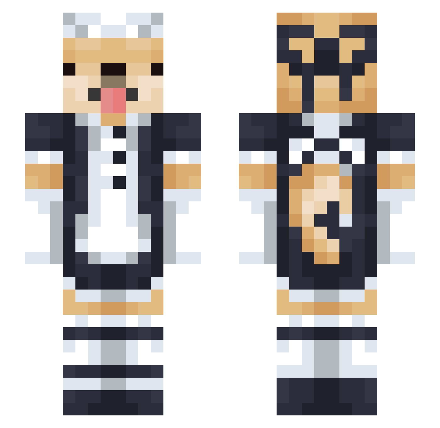 xFirulais Minecraft skin, front and back view