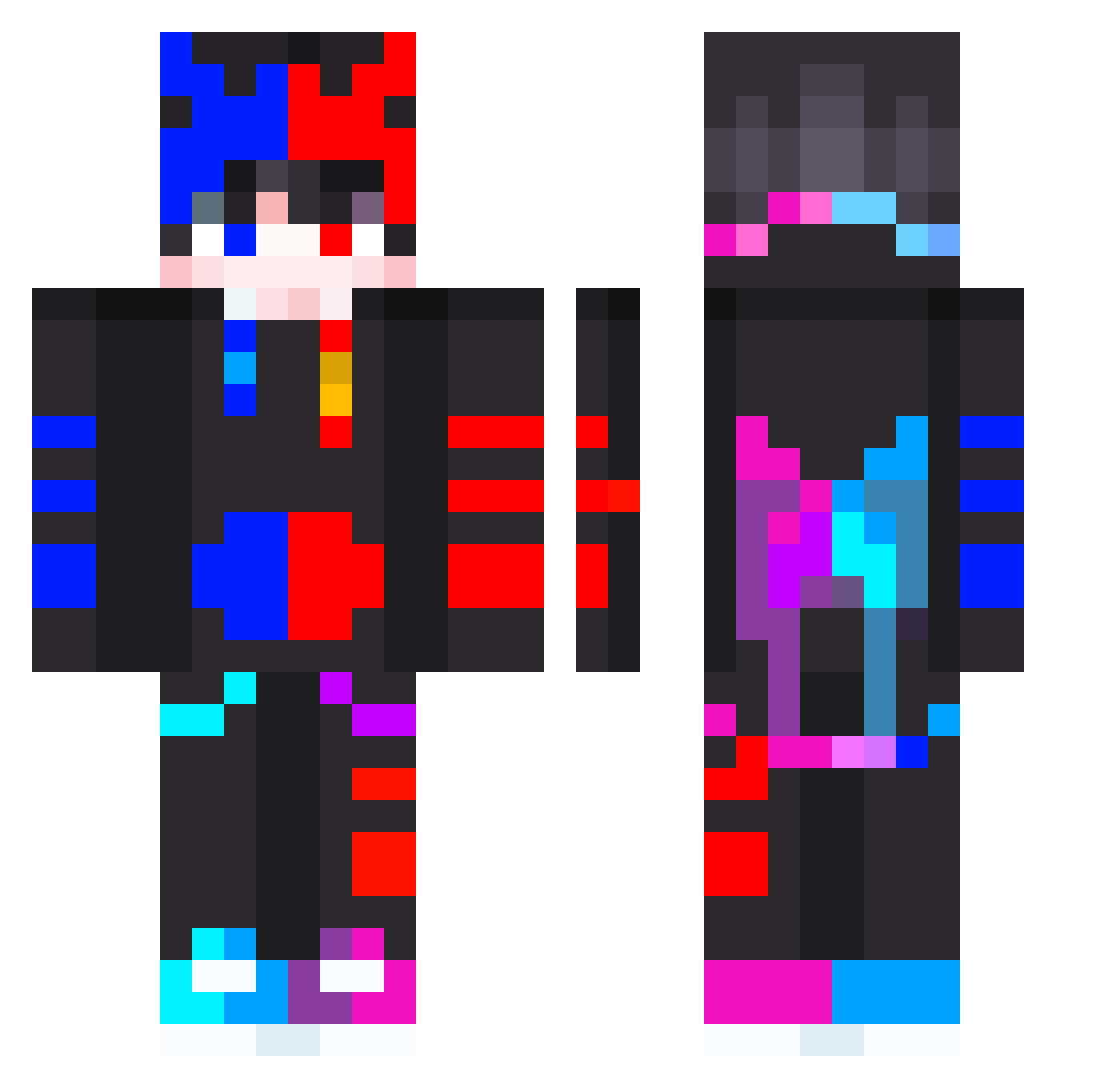 Xslight Minecraft skin, front and back view