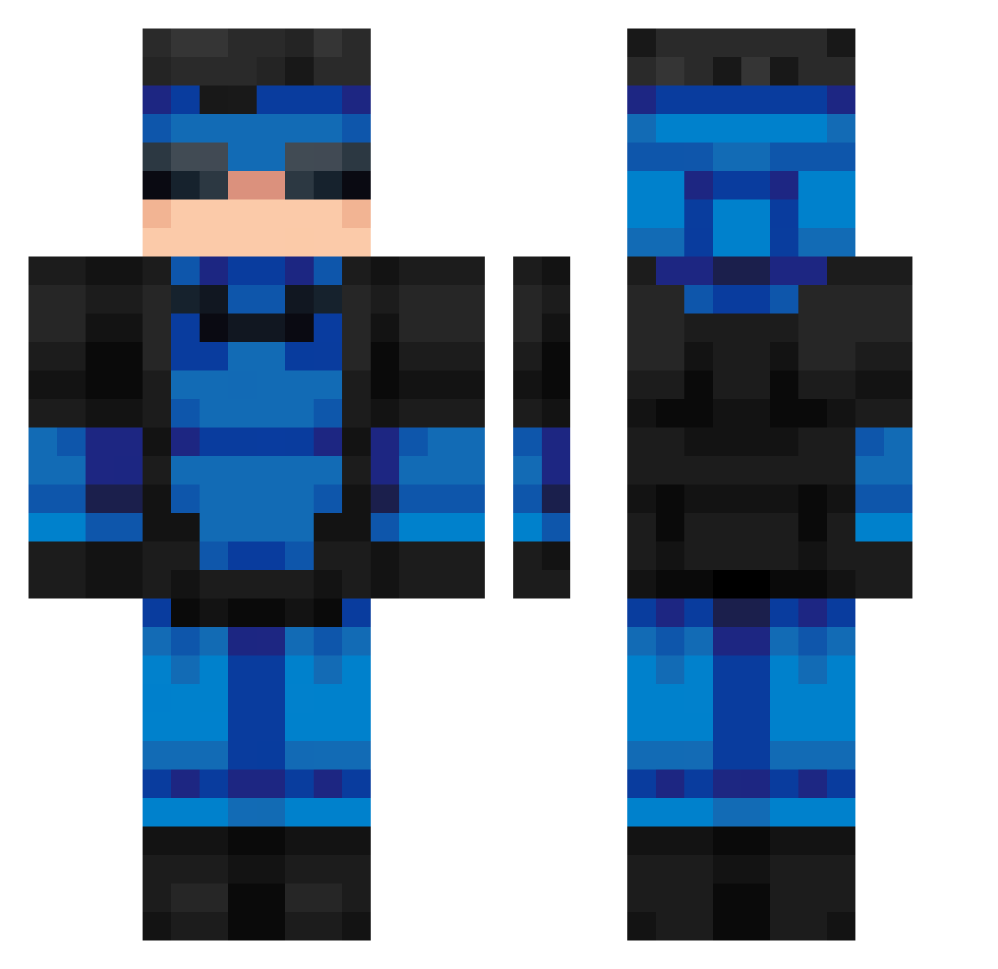 PandaiXD Minecraft skin, front and back view