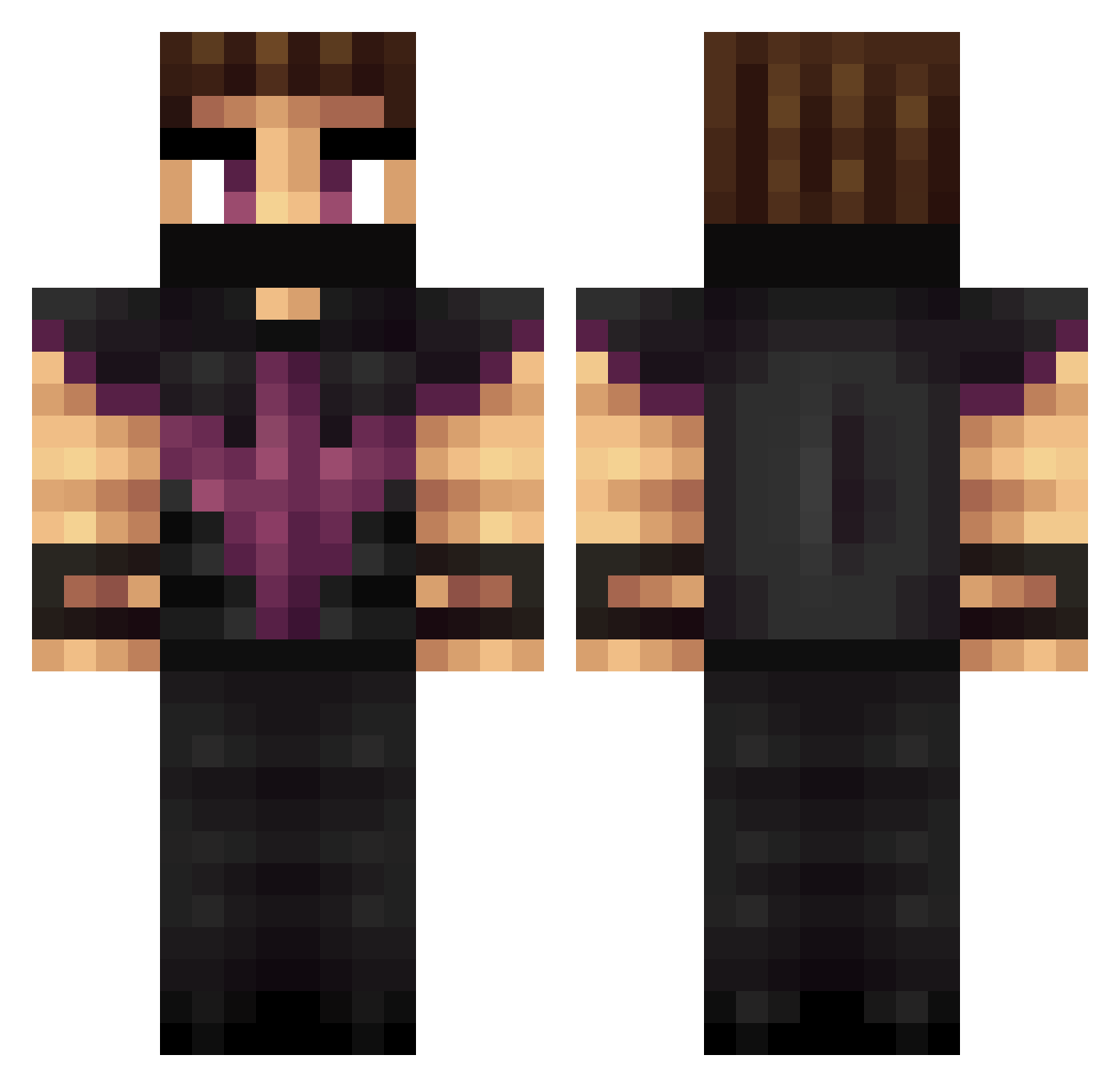 builded Minecraft skin, front and back view