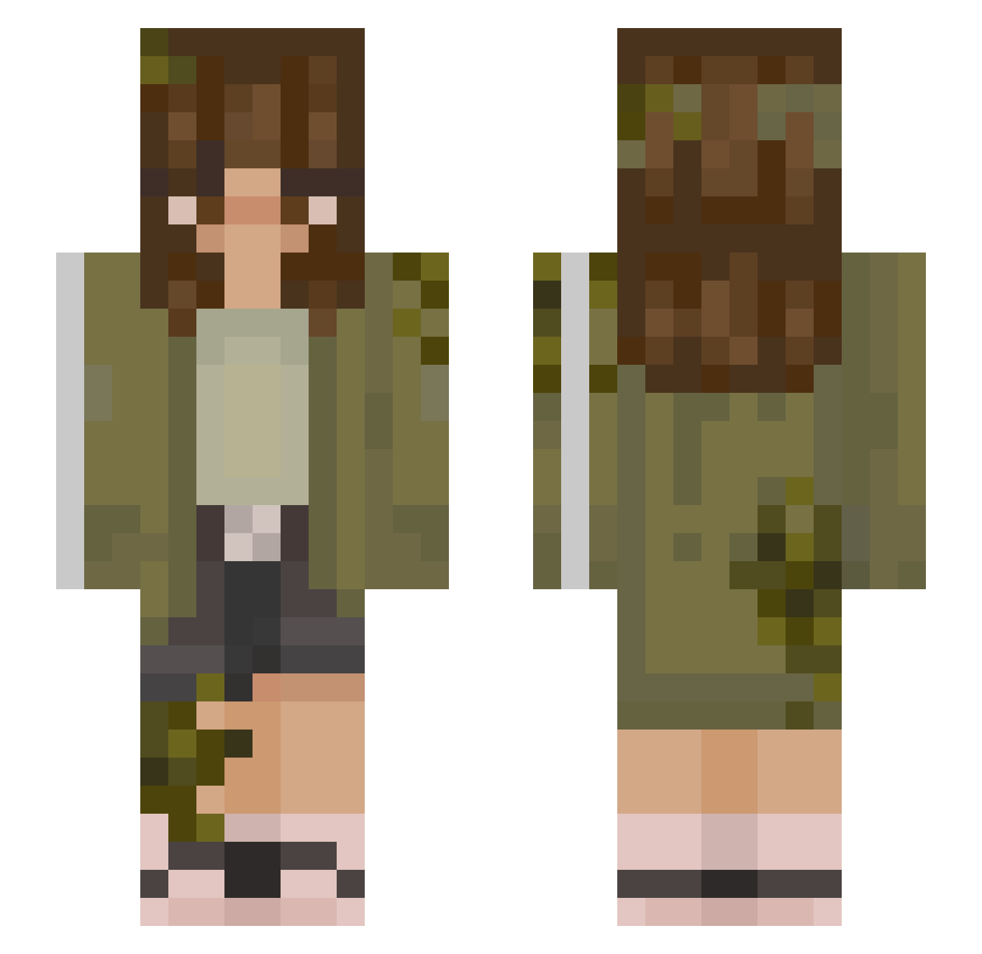 ShoutingSparrow Minecraft skin, front and back view