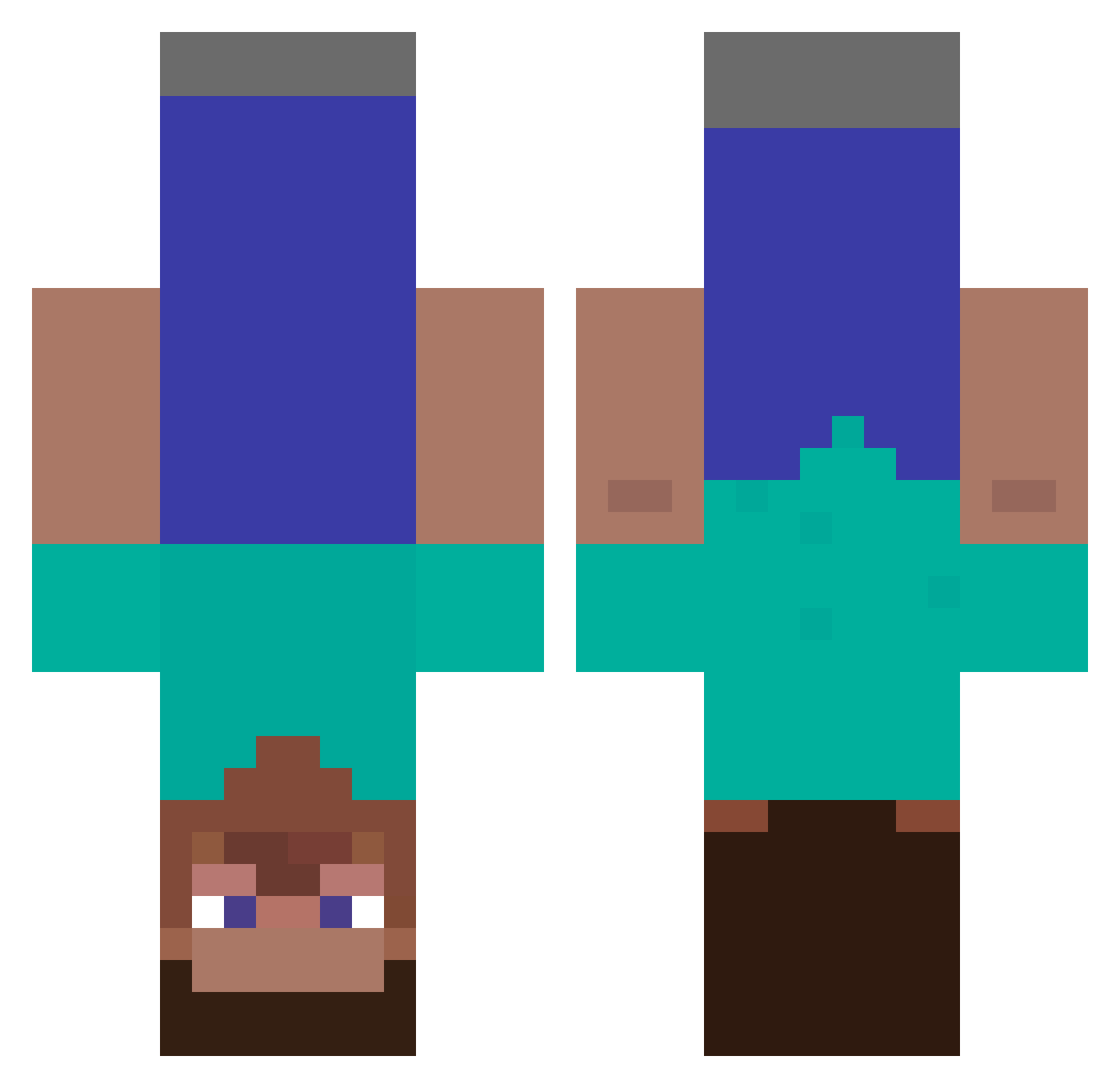 DrKerem Minecraft skin, front and back view