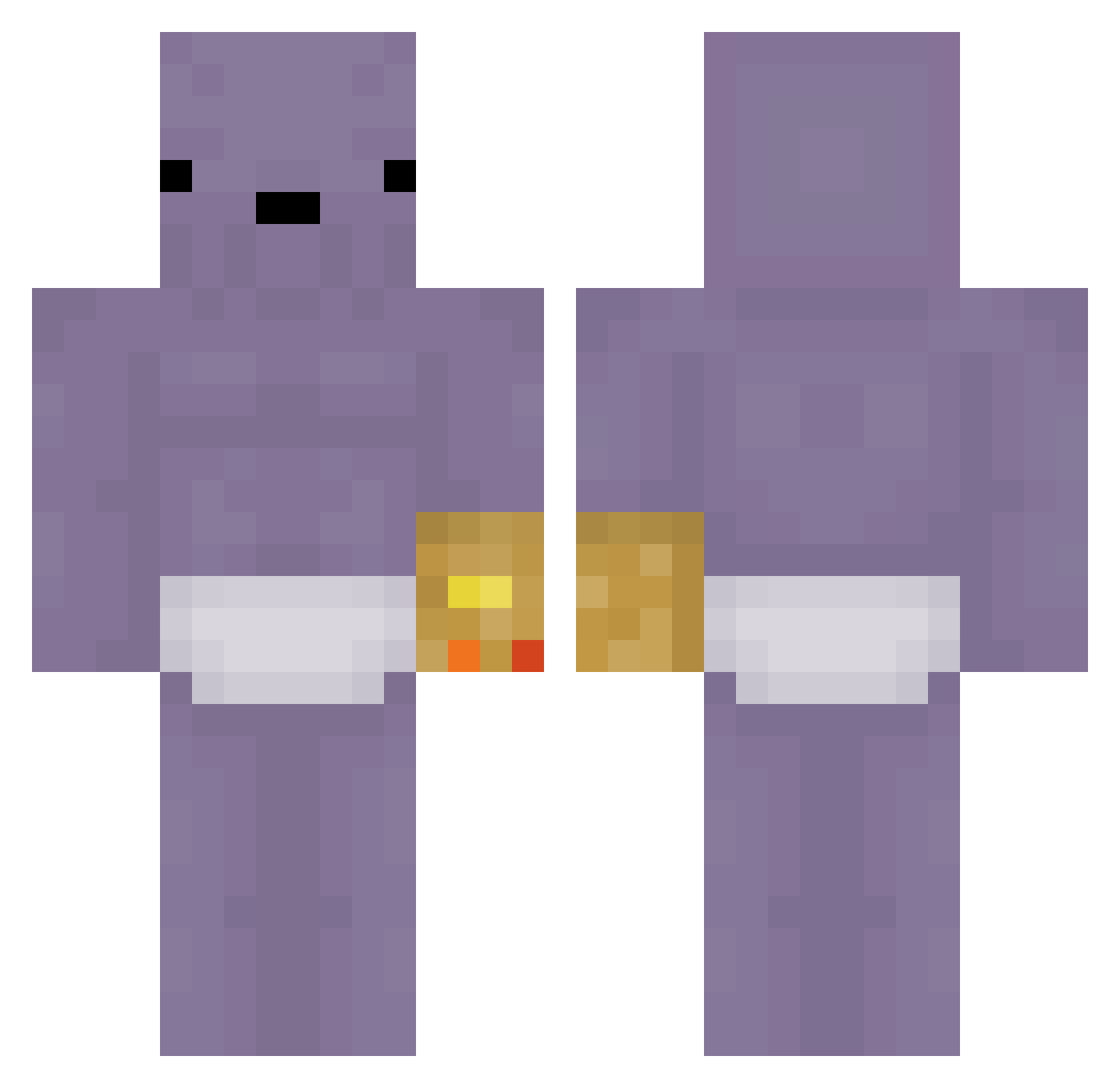 Monco Minecraft skin, front and back view