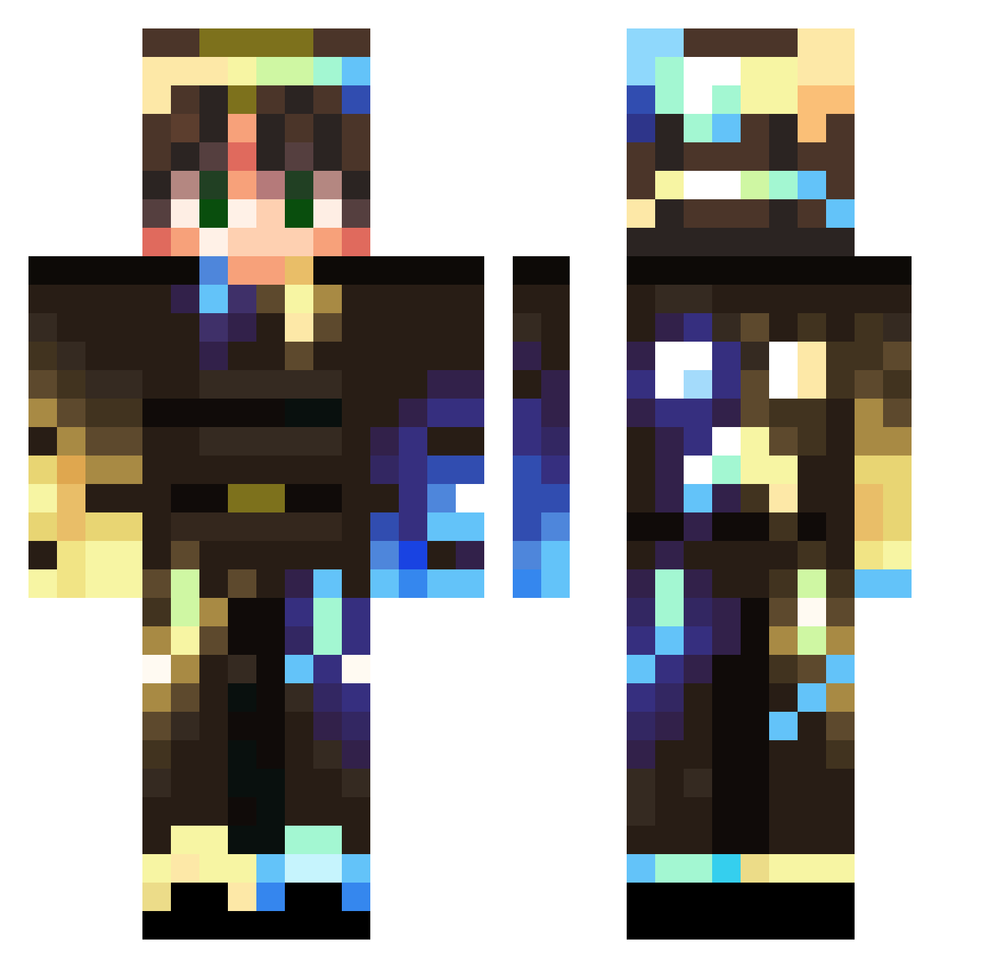 TP_HR Minecraft skin, front and back view
