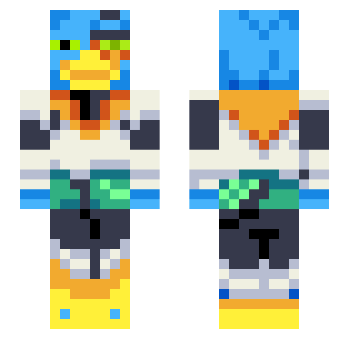 robogl Minecraft skin, front and back view