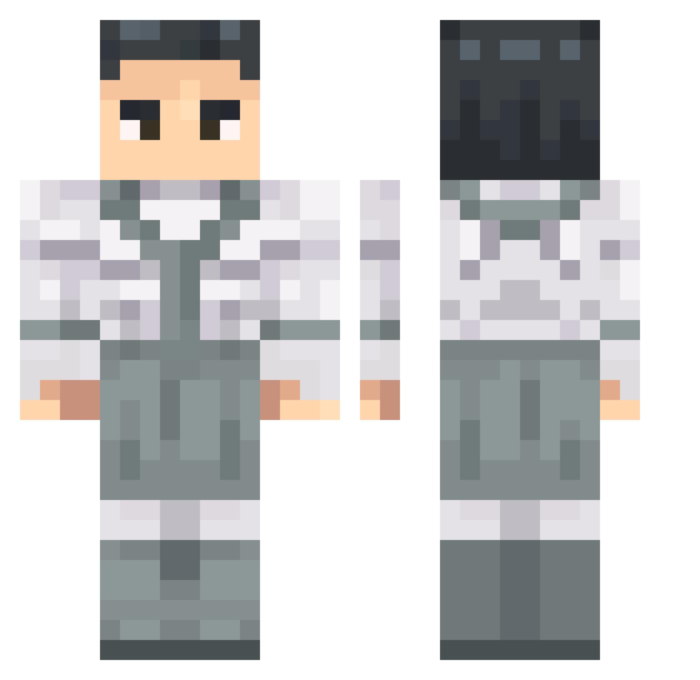 Ainset Minecraft skin, front and back view