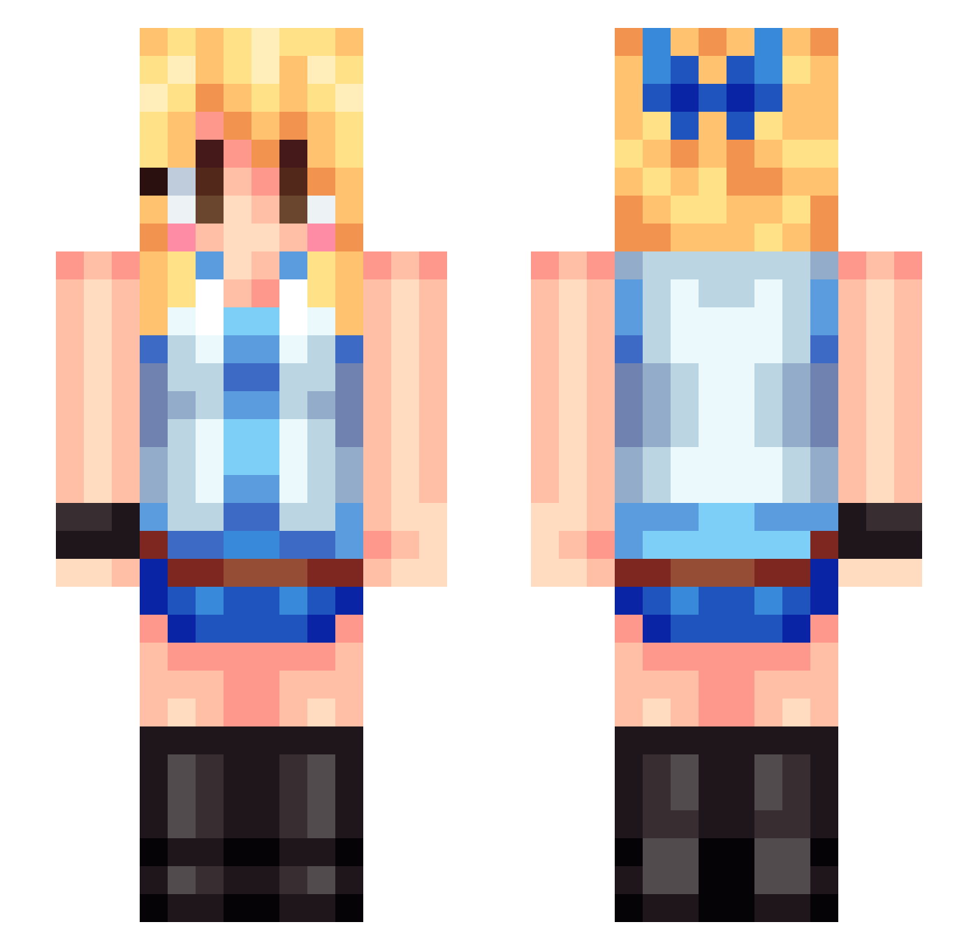 anniemeoww Minecraft skin, front and back view