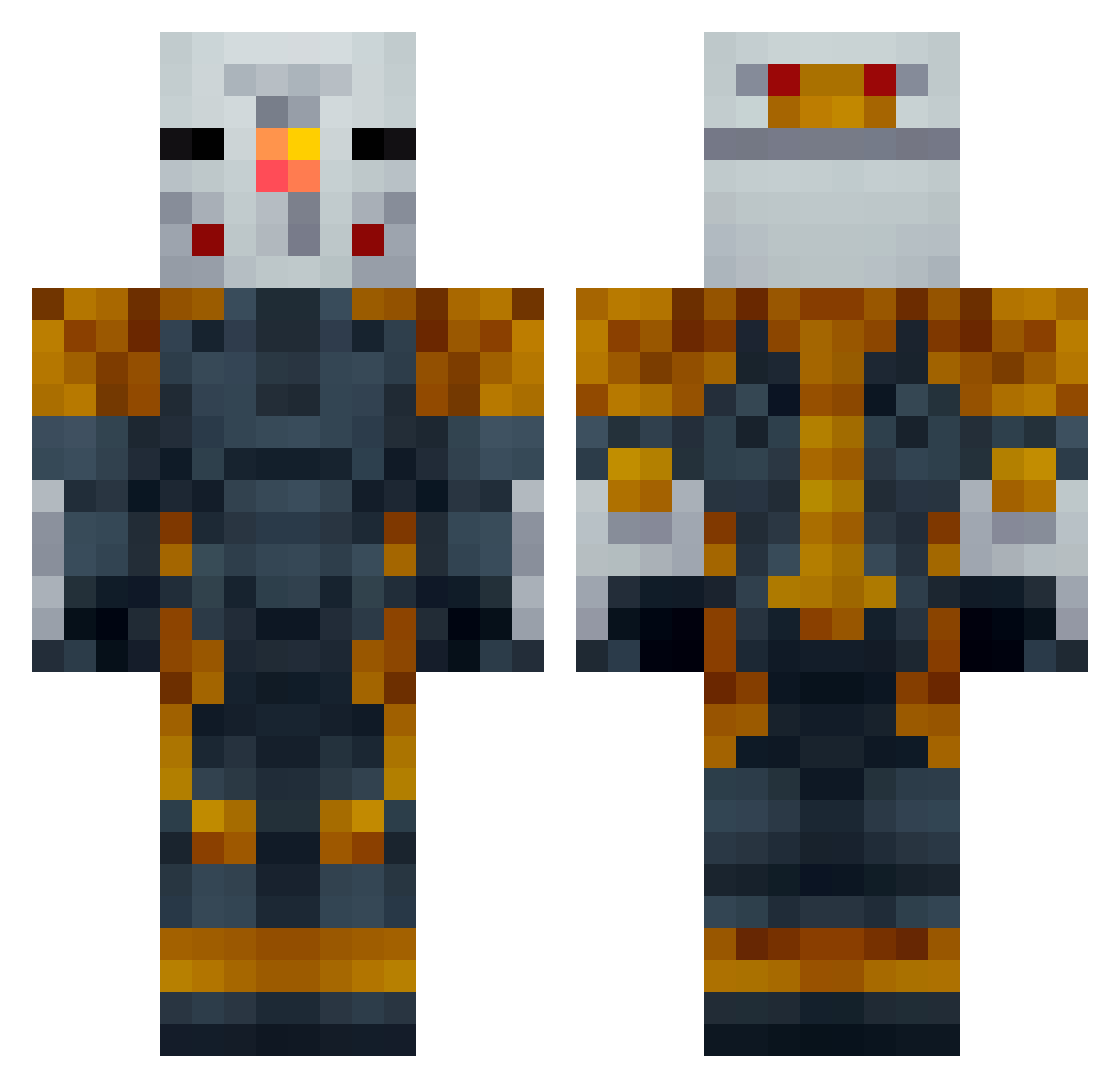 AGENT_KEKI Minecraft skin, front and back view
