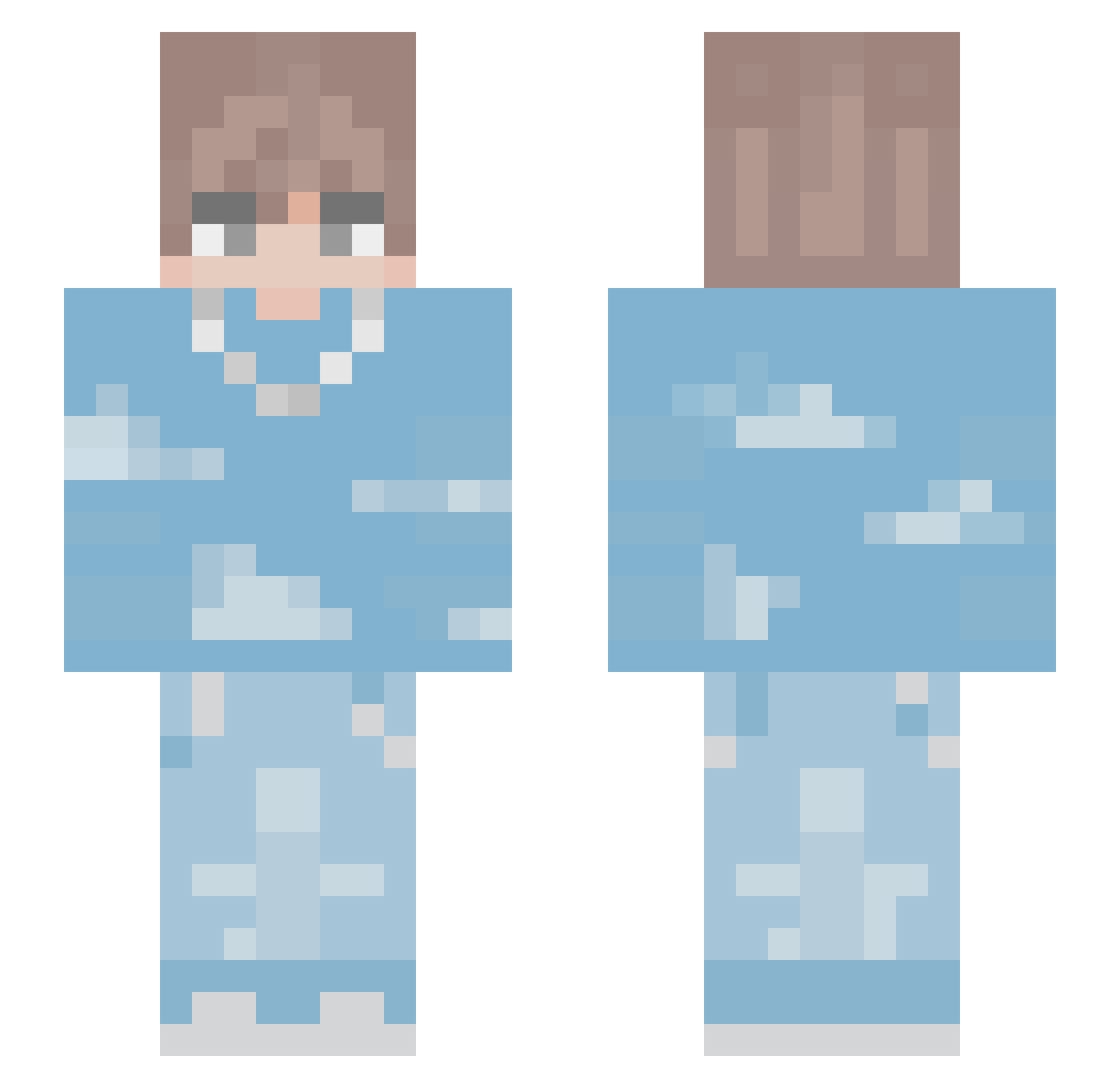 Ratchnnes Minecraft skin, front and back view