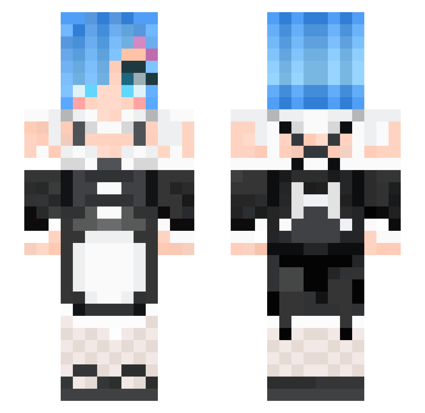 RemBestGirl Minecraft skin, front and back view