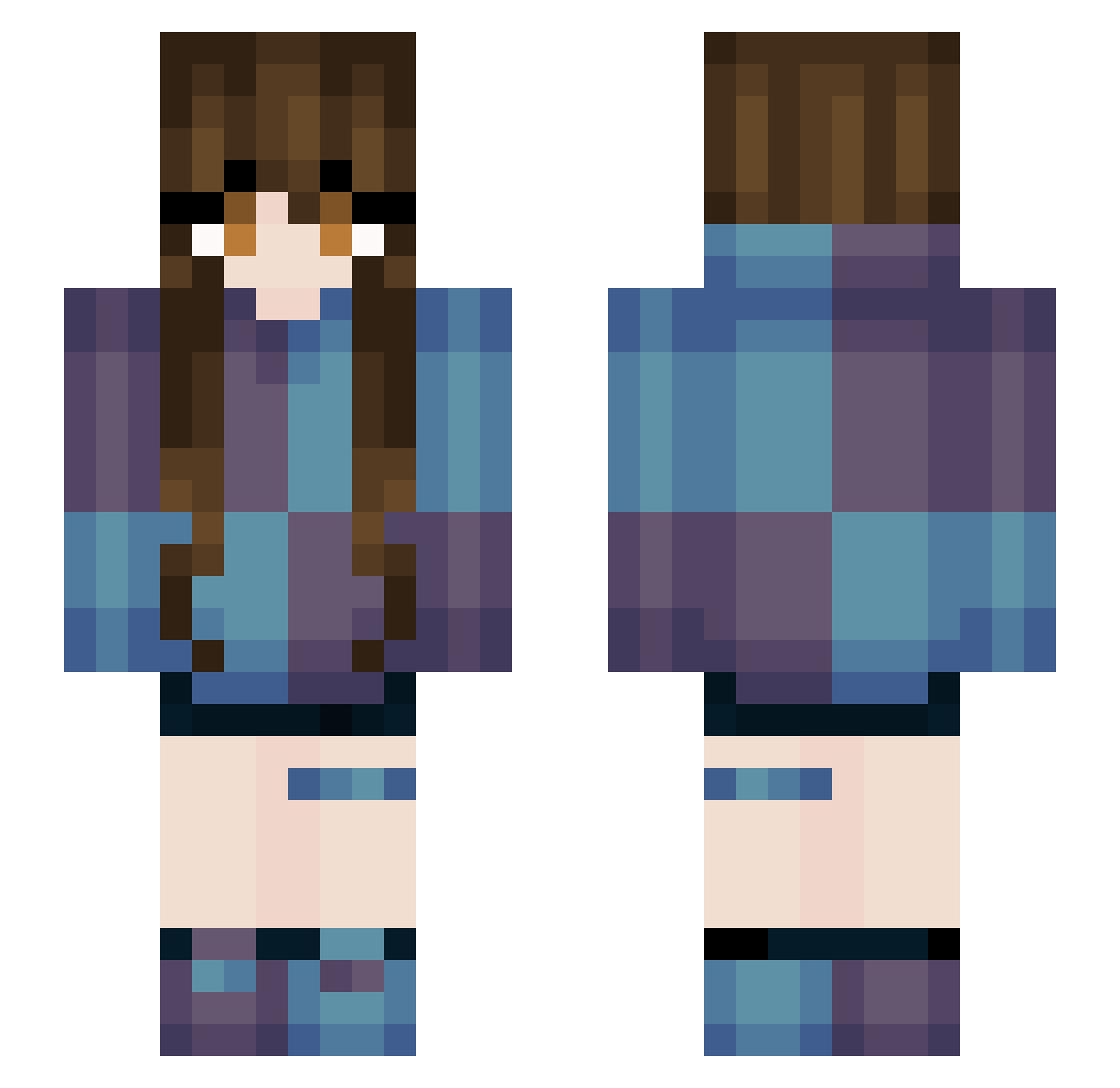 SleepyAvi Minecraft skin, front and back view