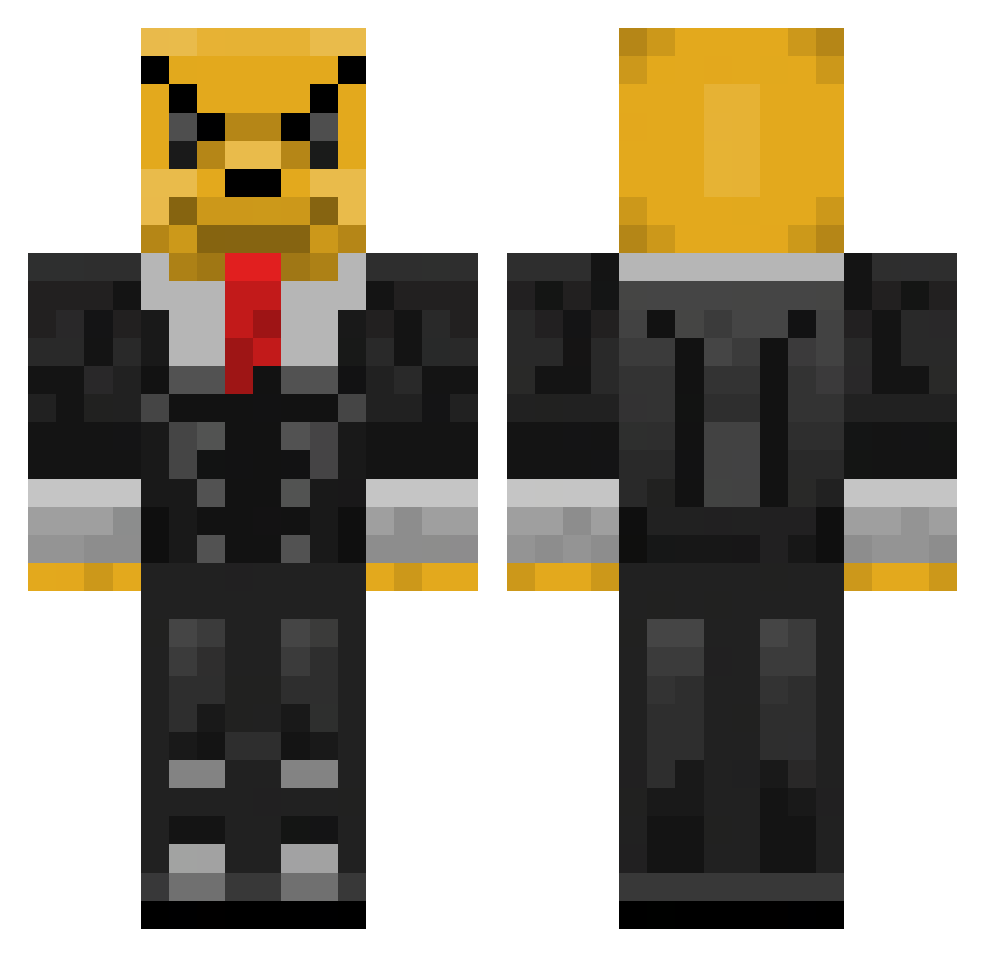 Jirafardo Minecraft skin, front and back view