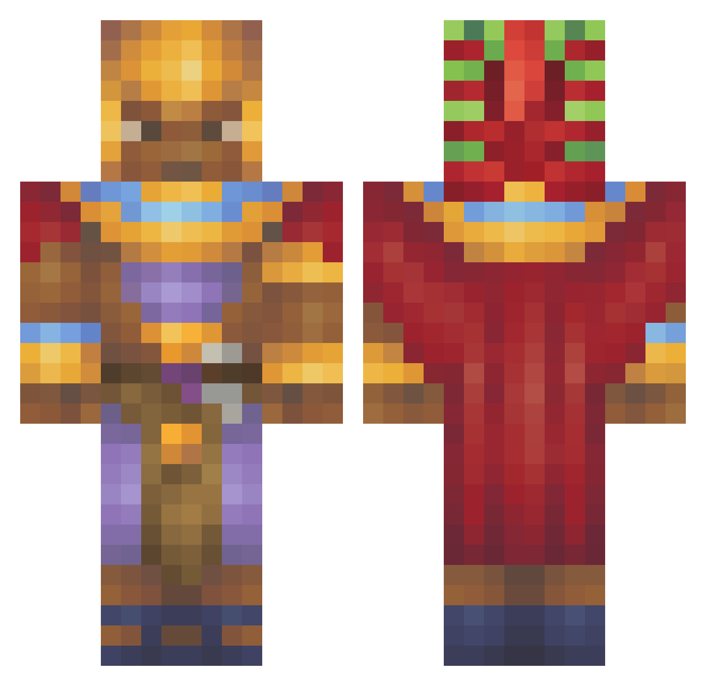 FatOllie Minecraft skin, front and back view
