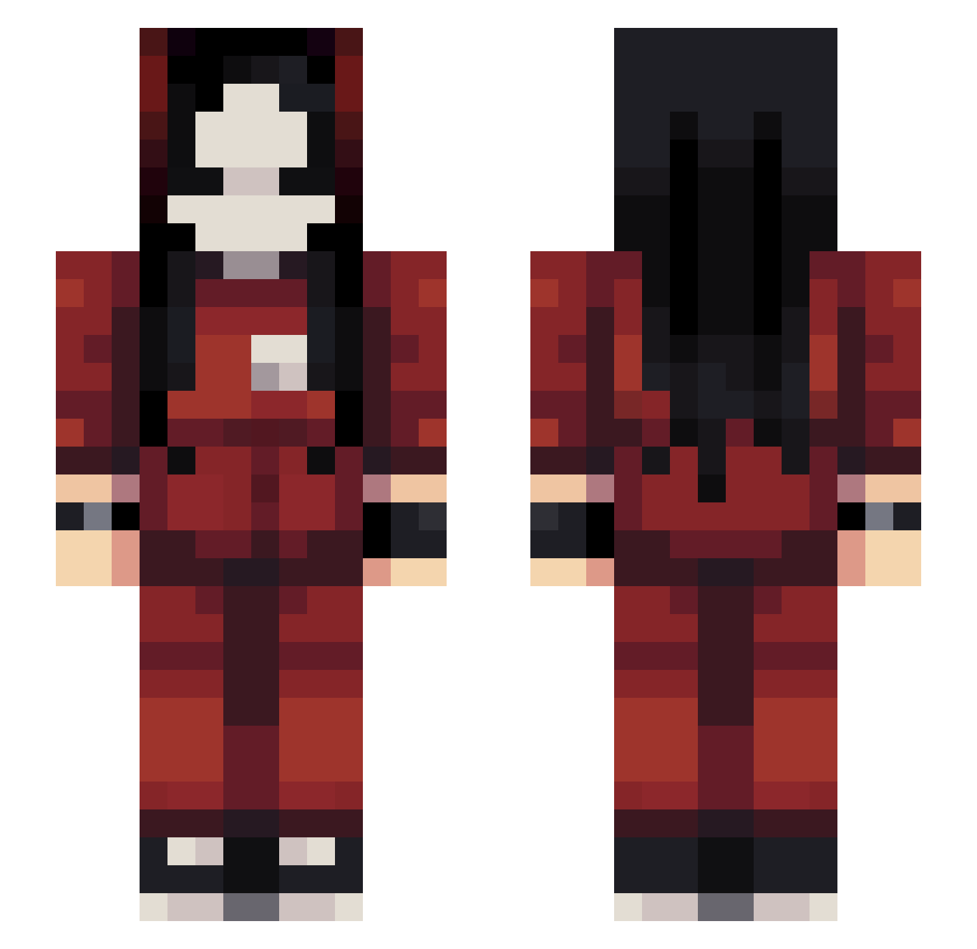 mazqura Minecraft skin, front and back view