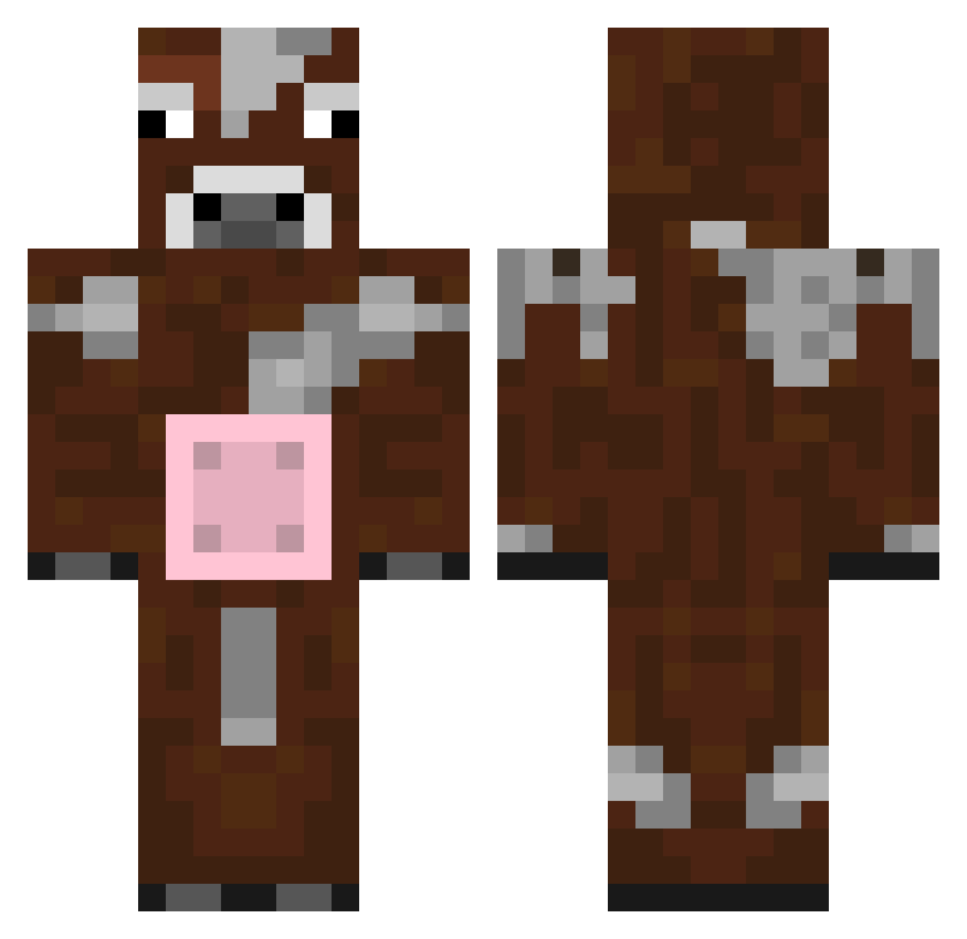 xhnu Minecraft skin, front and back view