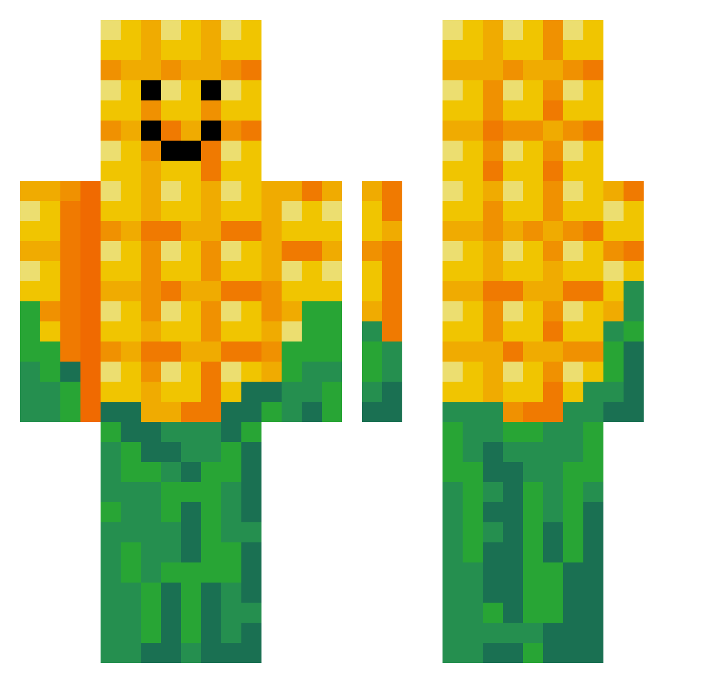 shnoofgoof Minecraft skin, front and back view