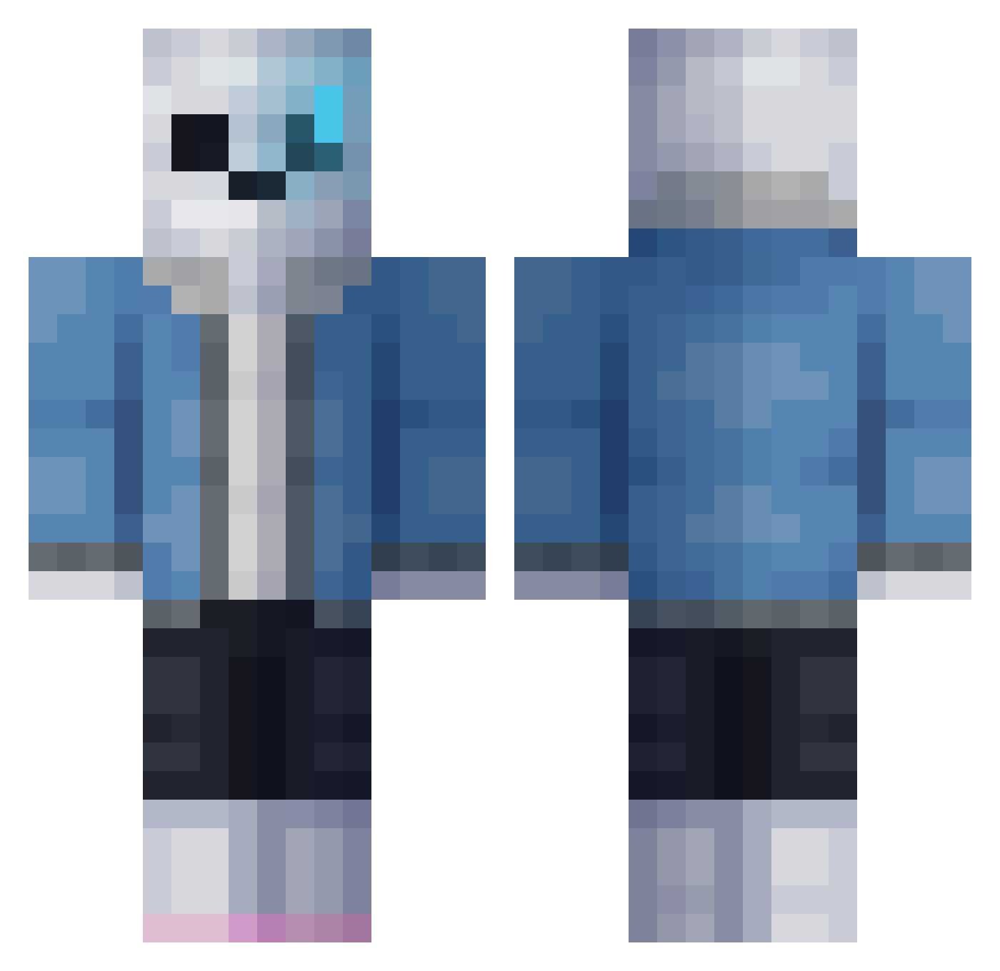 TheRealSnes Minecraft skin, front and back view