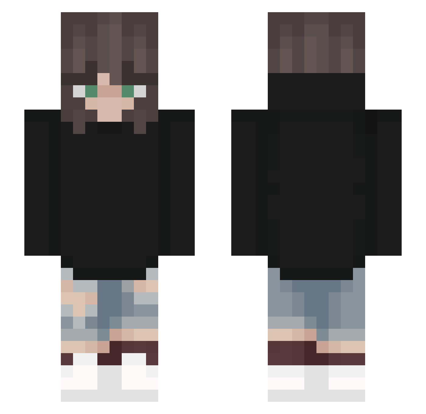 verifq Minecraft skin, front and back view