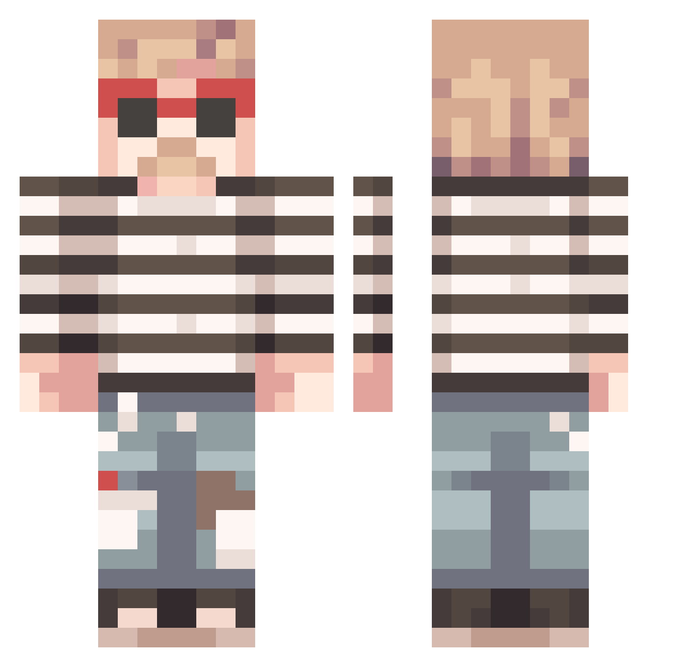 Blinnie Minecraft skin, front and back view