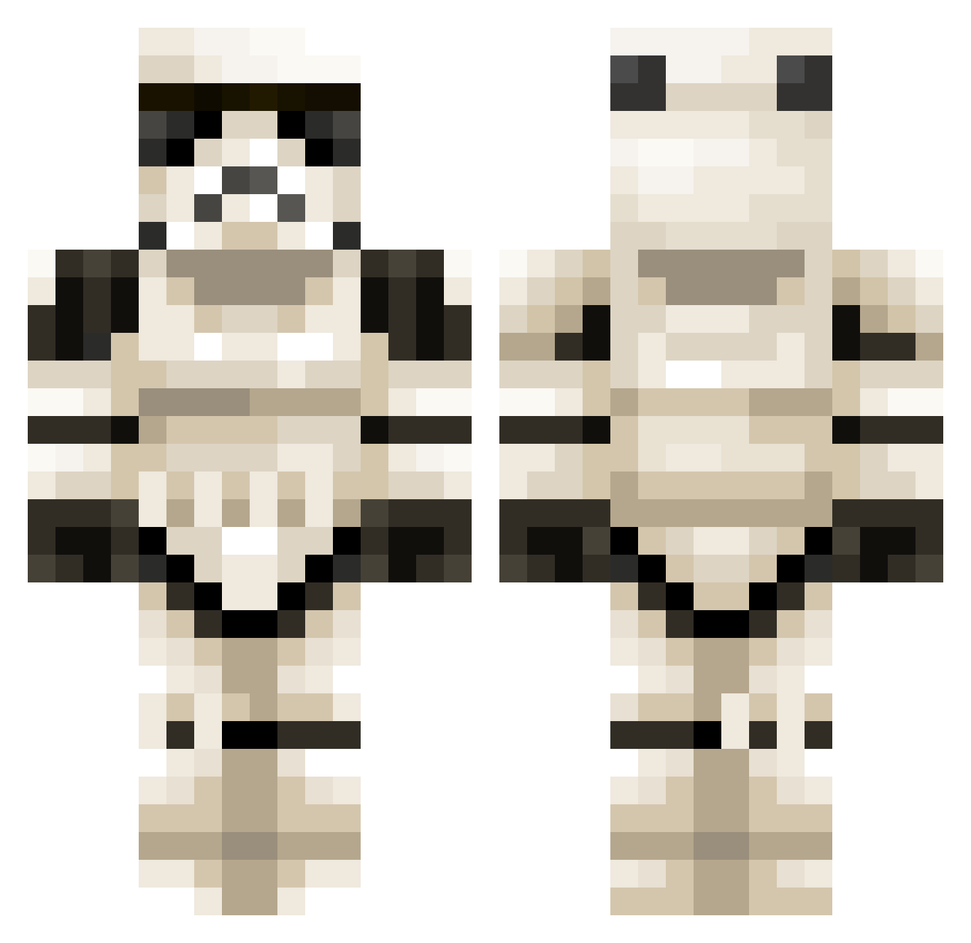 Zombieprince Minecraft skin, front and back view