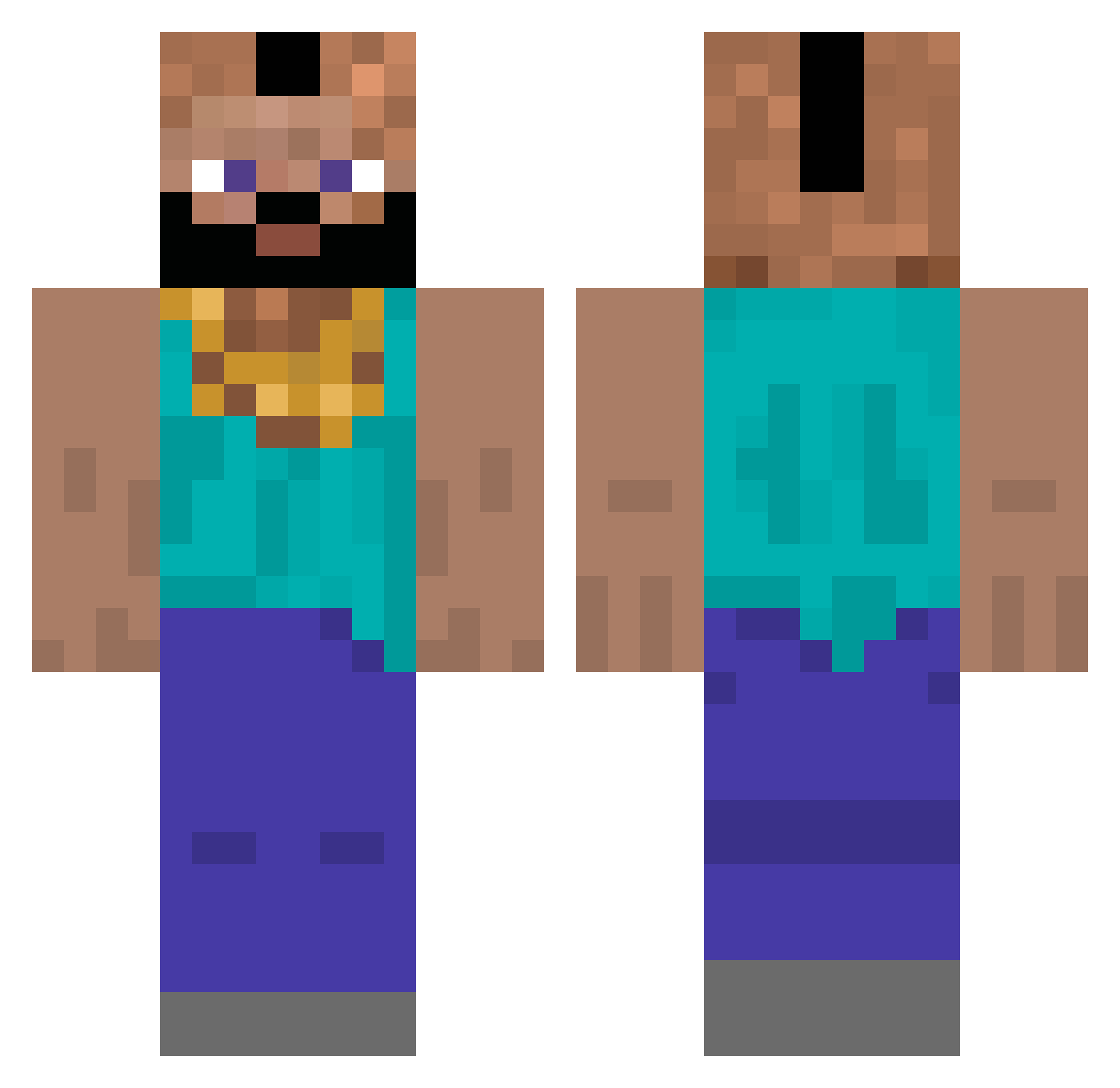 DKYMCMB Minecraft skin, front and back view