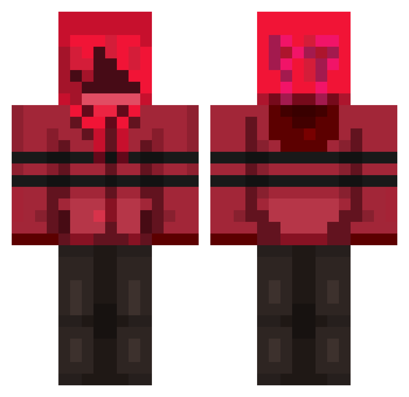 PressTheBButton Minecraft skin, front and back view