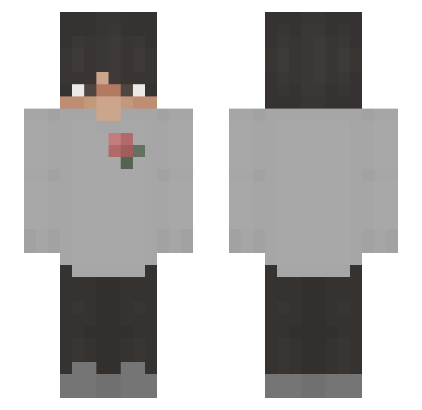 TrashCombo Minecraft skin, front and back view