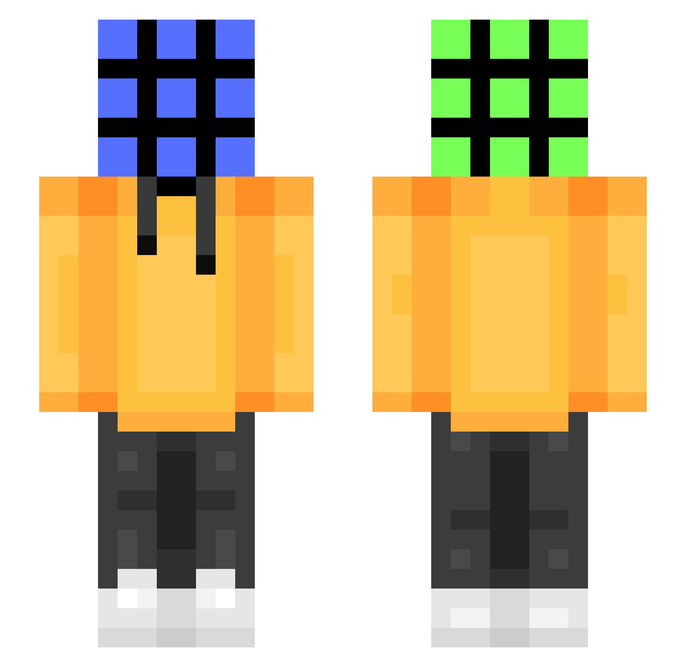 Rhuutkl Minecraft skin, front and back view