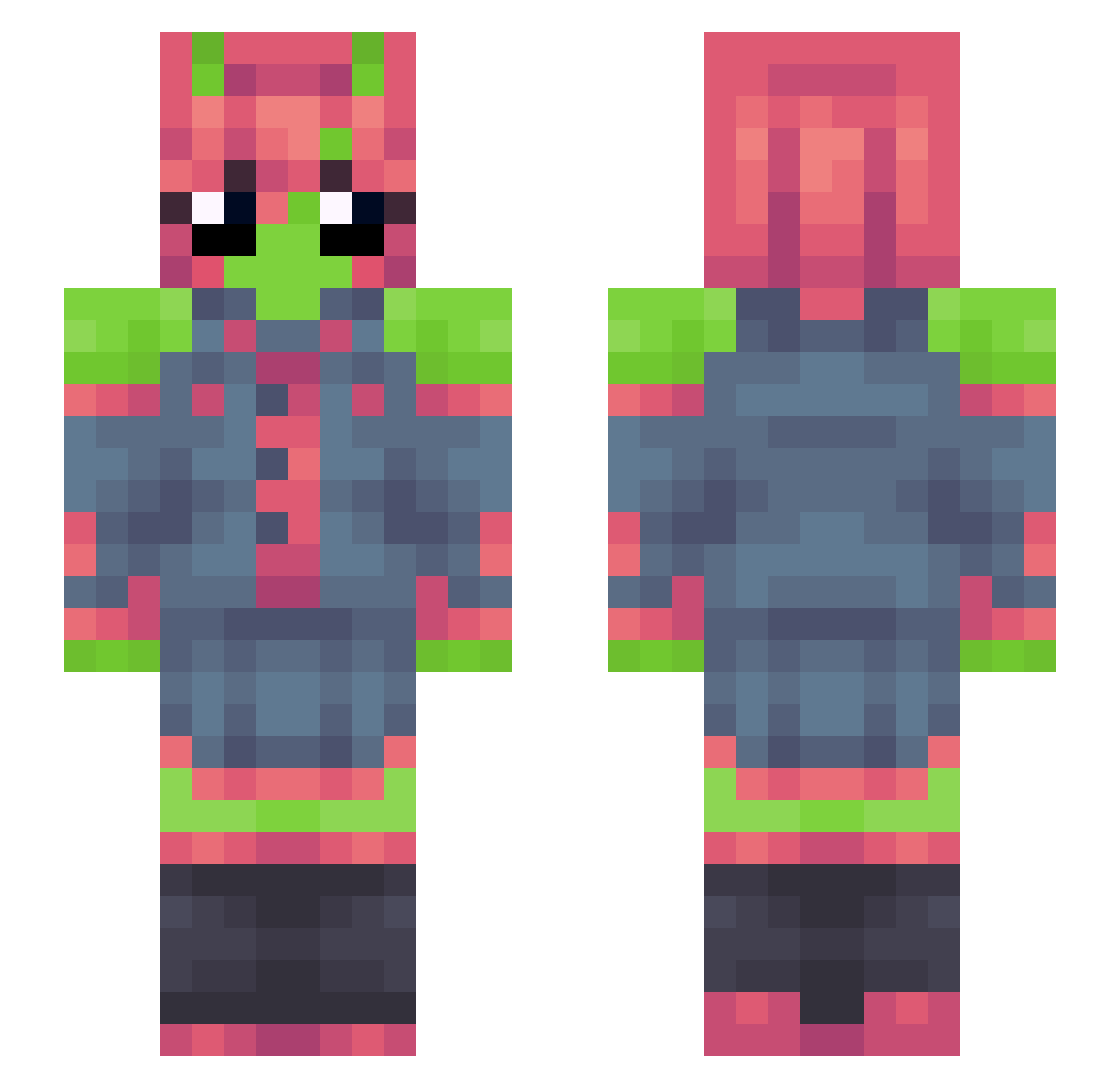 0xzy Minecraft skin, front and back view