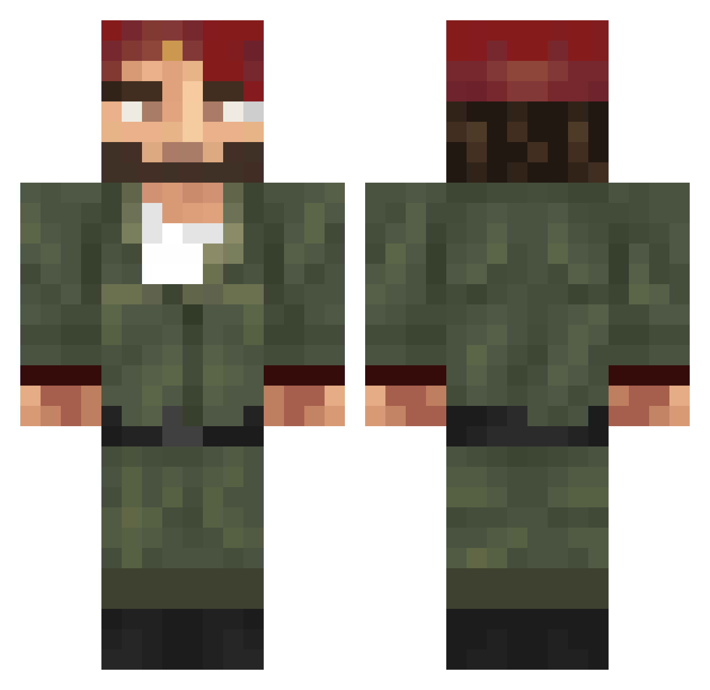 NRay Minecraft skin, front and back view