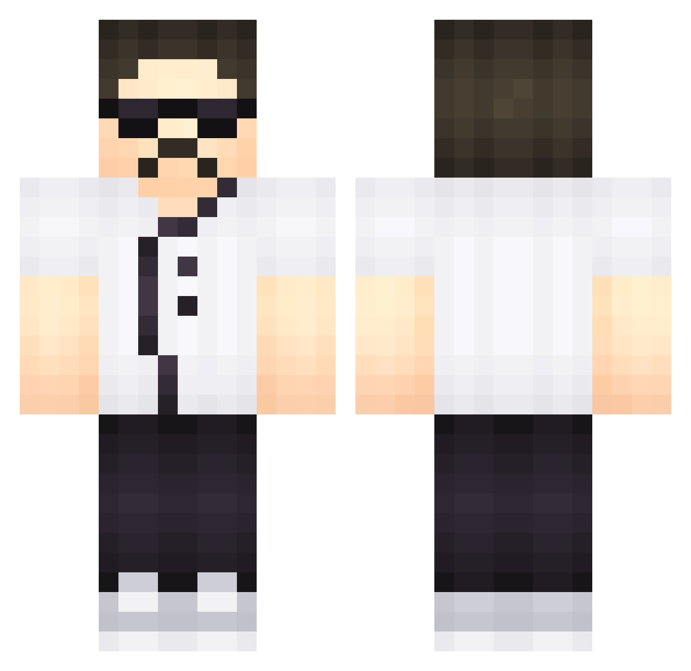JuzzyMC Minecraft skin, front and back view