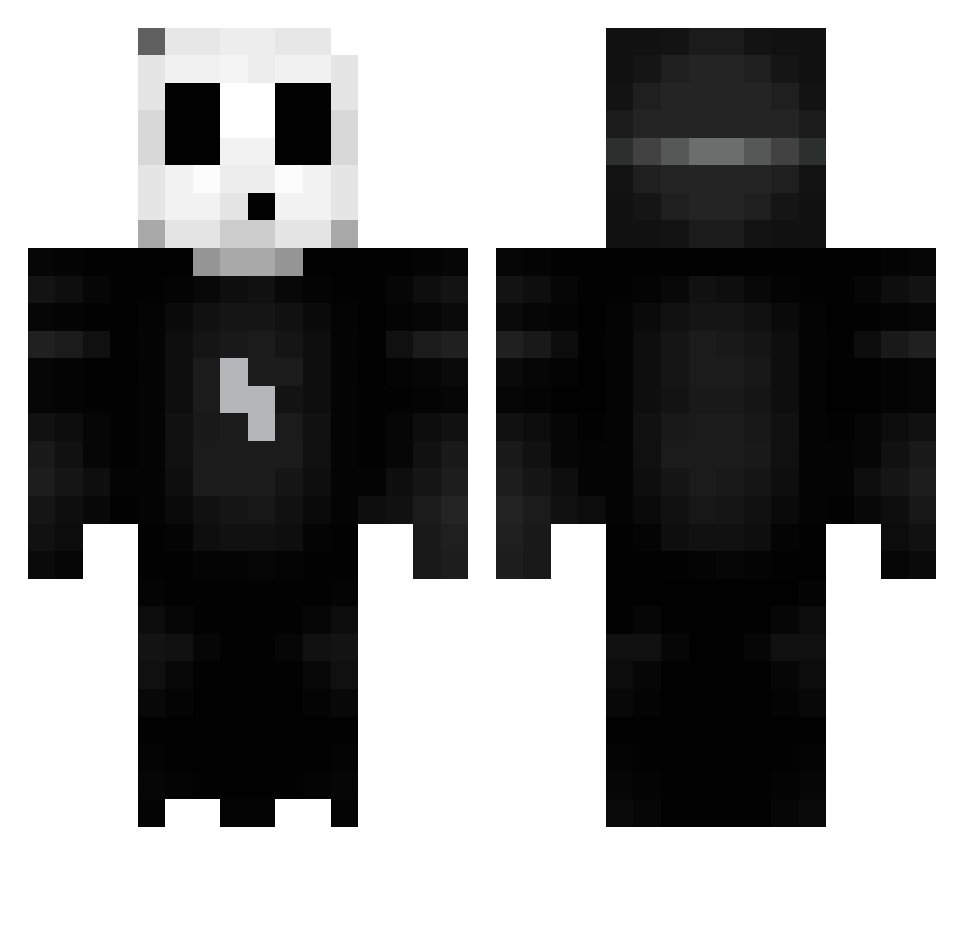 Description Minecraft skin, front and back view