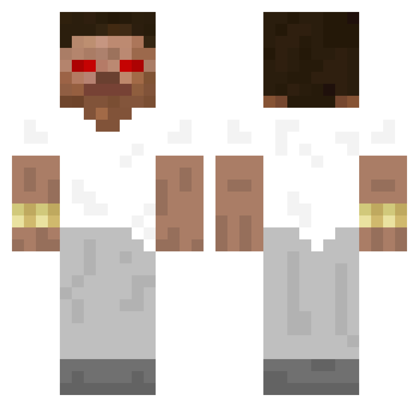 Receptive Minecraft skin, front and back view