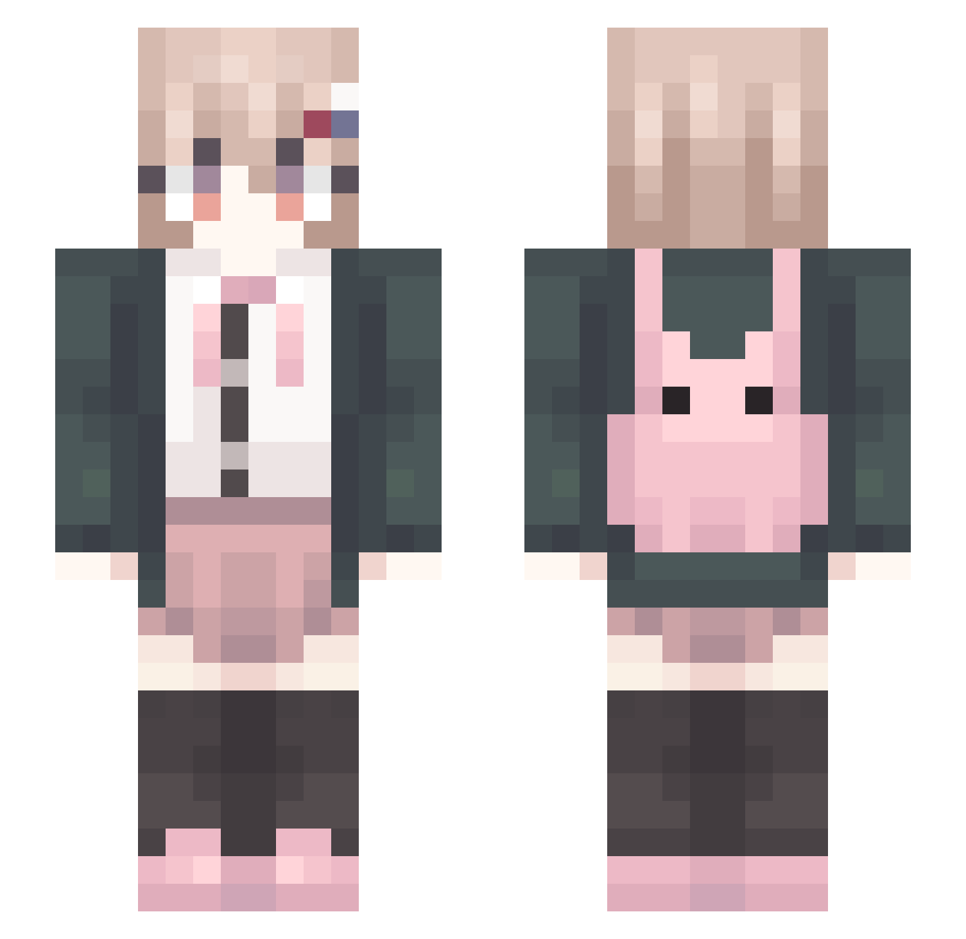 Mikukawa Minecraft skin, front and back view
