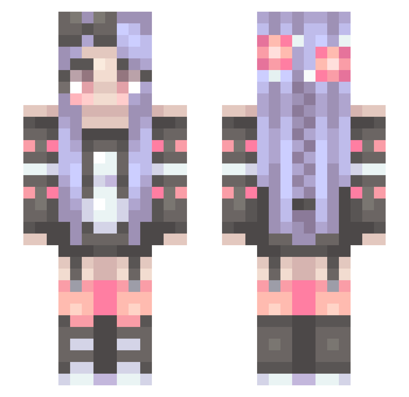 Unverifiable Minecraft skin, front and back view