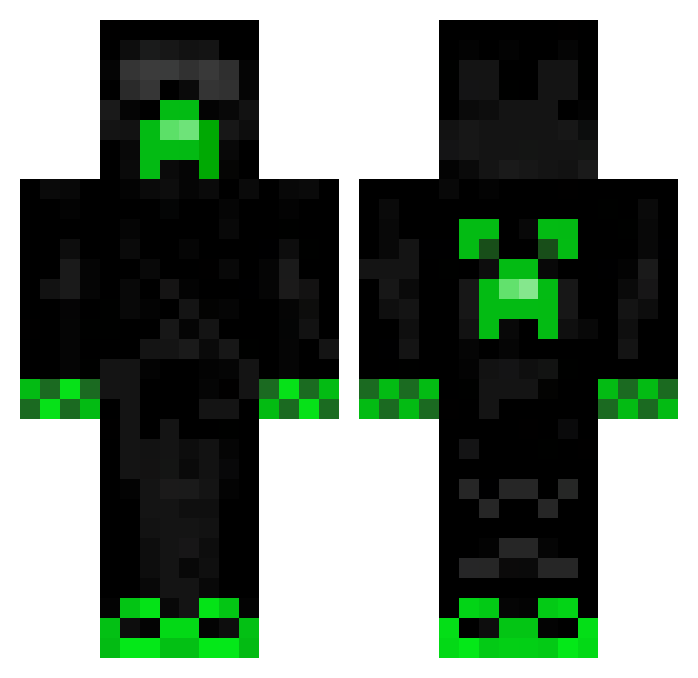 ZzDarked Minecraft skin, front and back view
