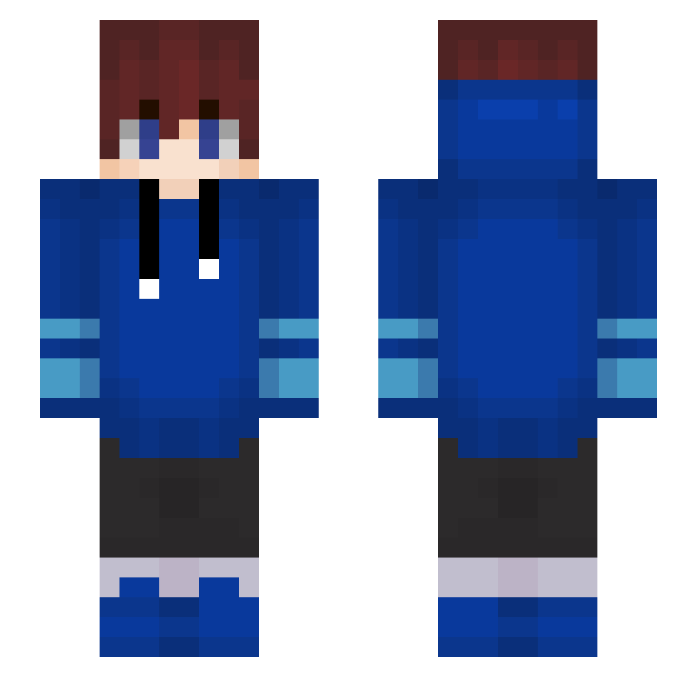 TryHardBedwars Minecraft skin, front and back view